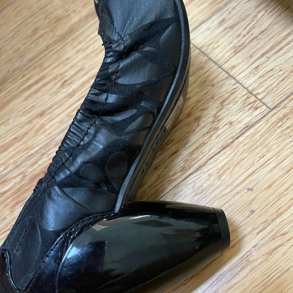 Super cool Jump for Fun Bacardi pumps 7.5 Black Peep toe chunky 3 heel like New - Picture 8 of 15